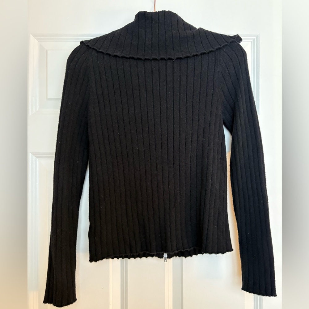 Universal Thread Black Ribbed Zipper Cardigan Sweater - Picture 2 of 3